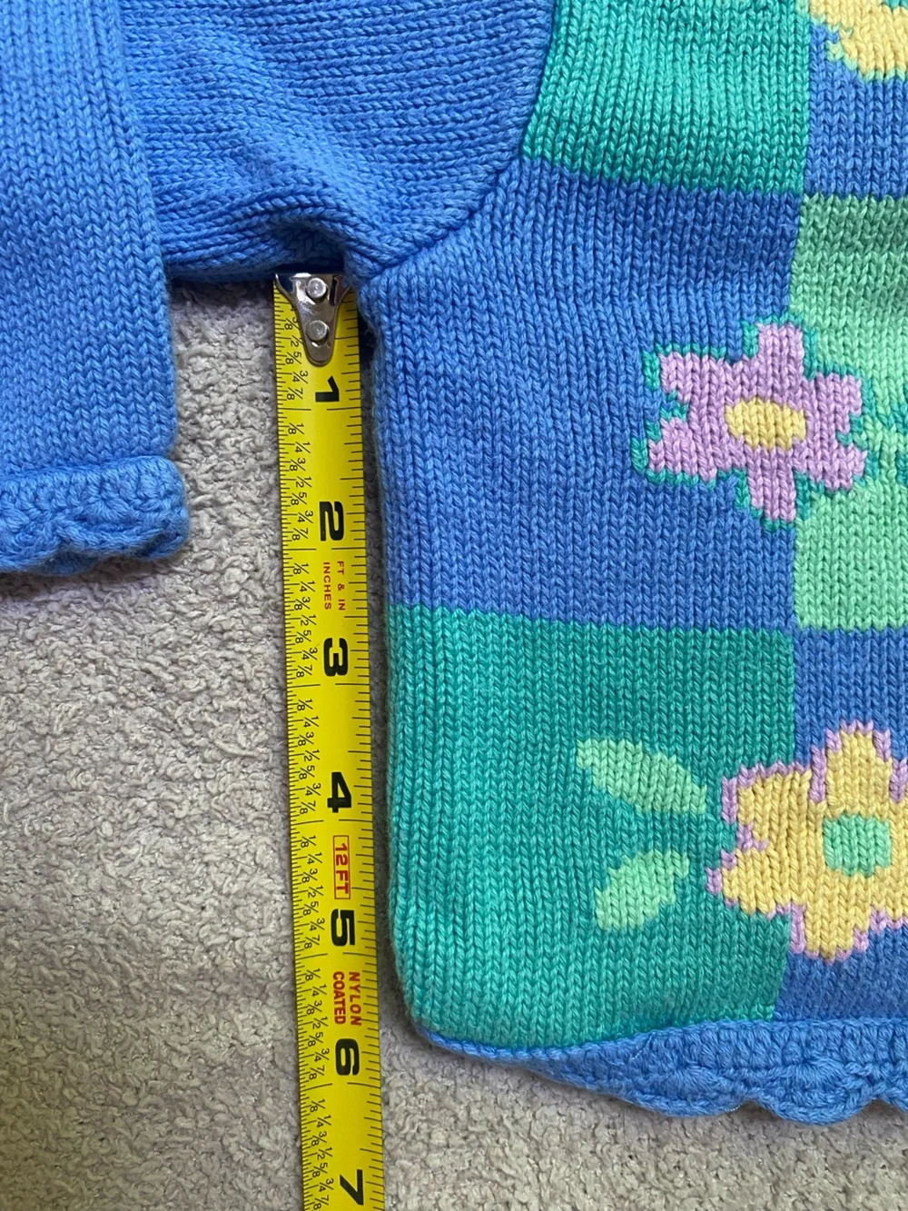 Gymboree 1998 Spring in Bloom 2/3yo blue floral block cardigan
